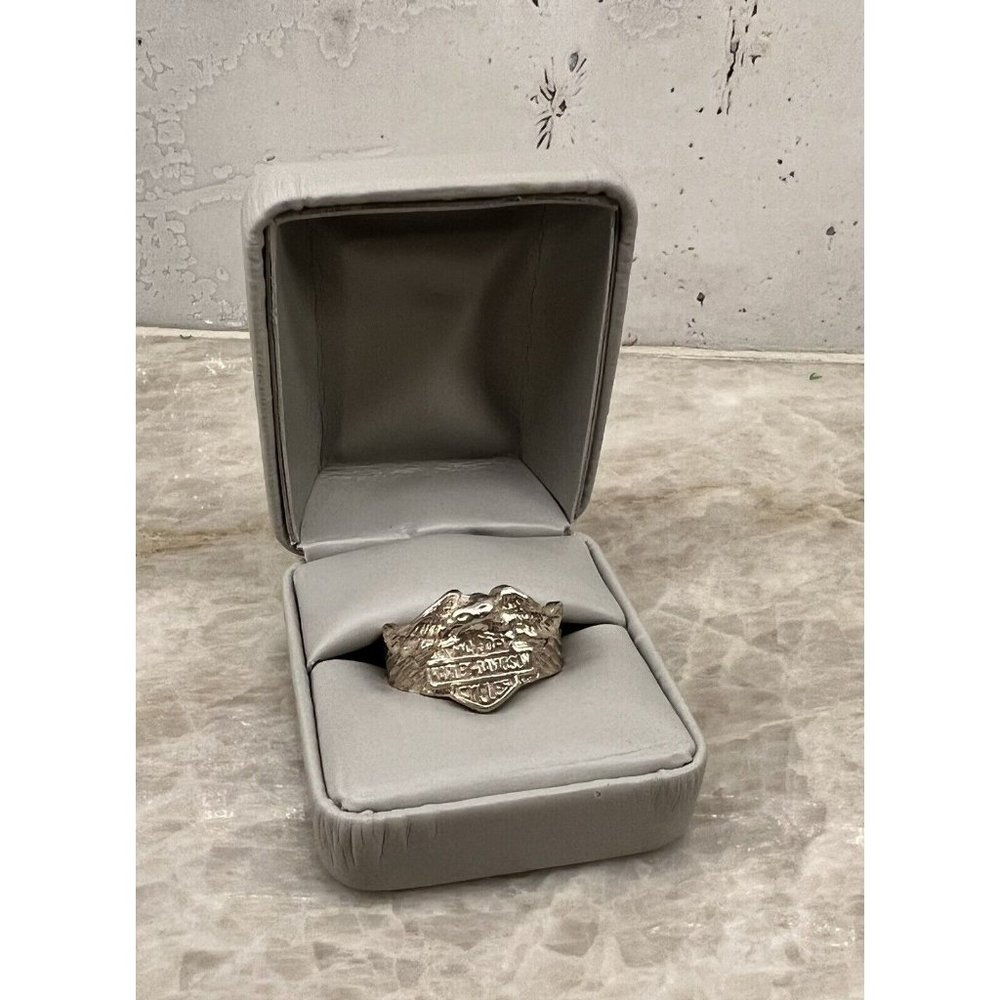 Harley Davidson Motor Cycles Ring  Biker Eagle Emblem Silver Men Women 11